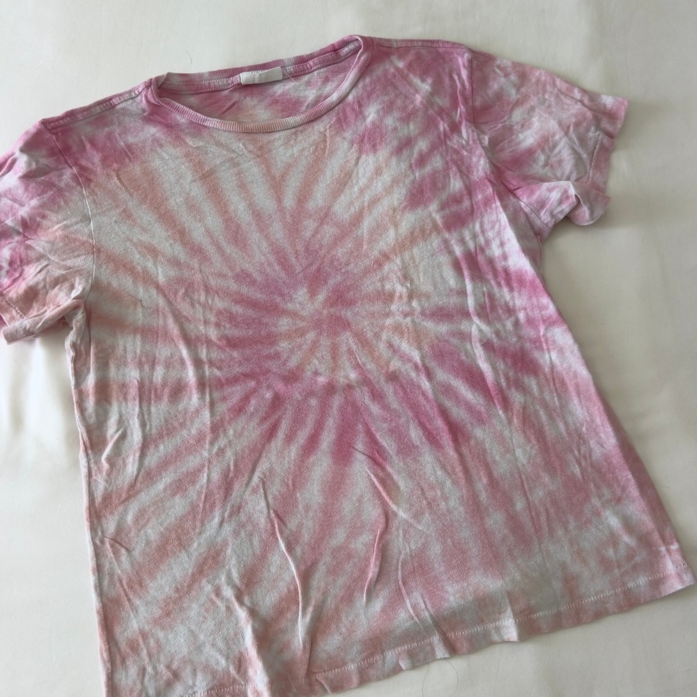 RE/DONE Pink Spiral Tie Dye Short Sleeve T-Shirt Made in USA Small‎